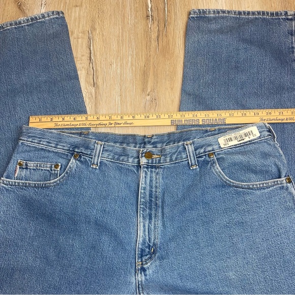 Carhartt Mens Size 42 Relaxed Fit Heavyweight Work Denim Light Wash Blue Classic - Picture 10 of 13